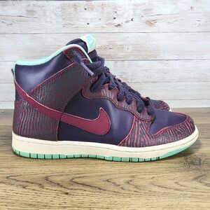 Nike Purple & Teal High-Top Sneakers with Maroon Swoosh